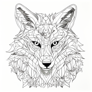 Coloring page, a fox in geometric pattern