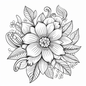 Coloring page, floral retro doodle