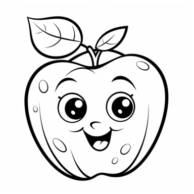 Coloring page for kids, cartoon style apple