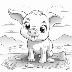 Coloring page for kids, cute Pig