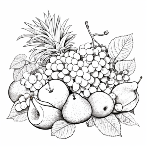 Coloring page, fruits doodle